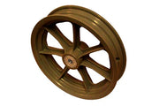 Olive green wheelchair wheel with spoke guard design, durable mobility part for everyday use
