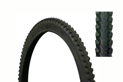 Durable wheelchair tire with rugged tread pattern for enhanced grip and mobility