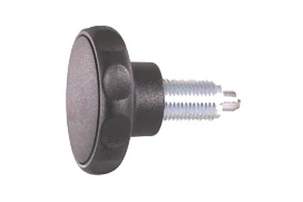 Black wheelchair adjustment knob with threaded metal shaft for secure fit