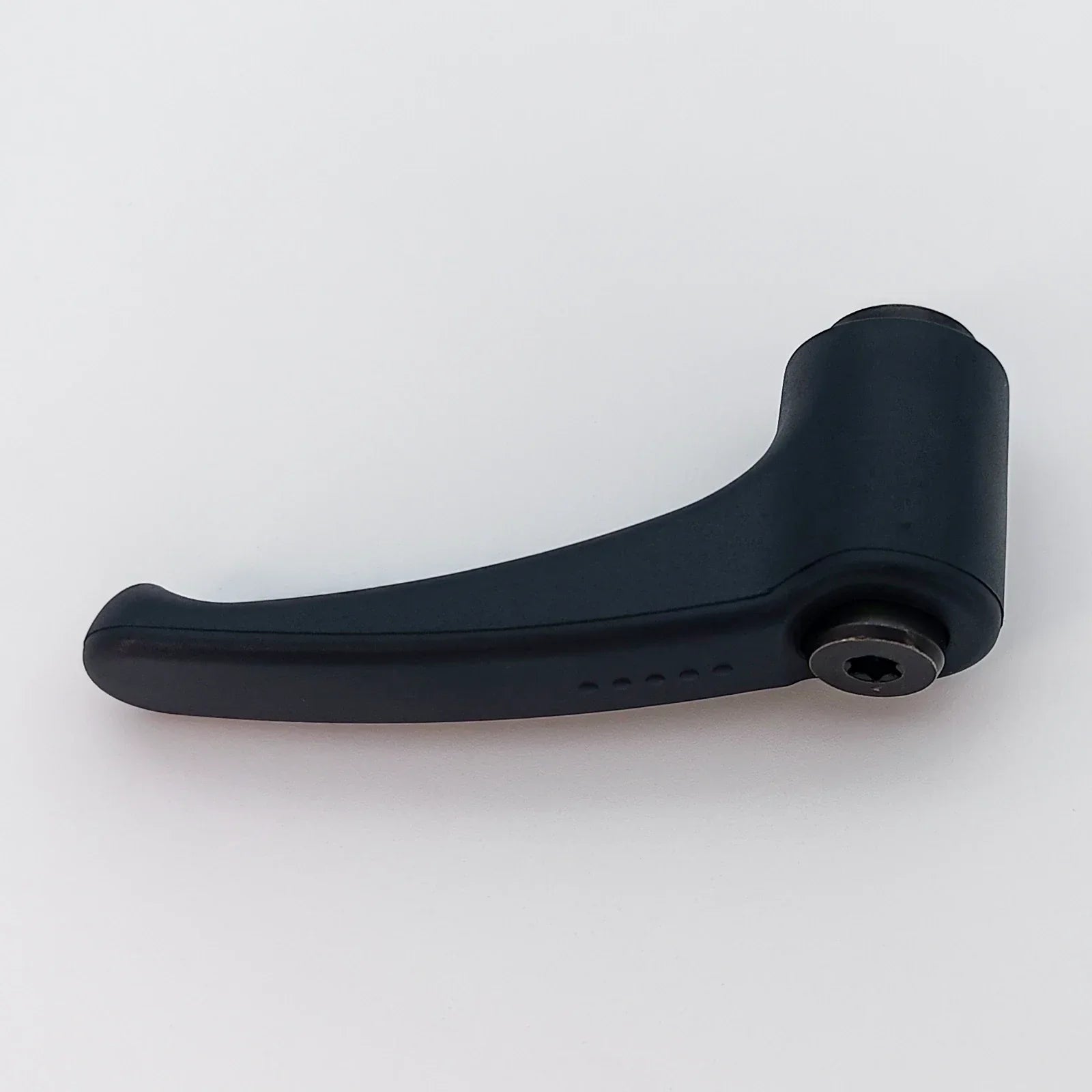 Black wheelchair lever handle with ergonomic grip and mounting screw, durable mobility accessory