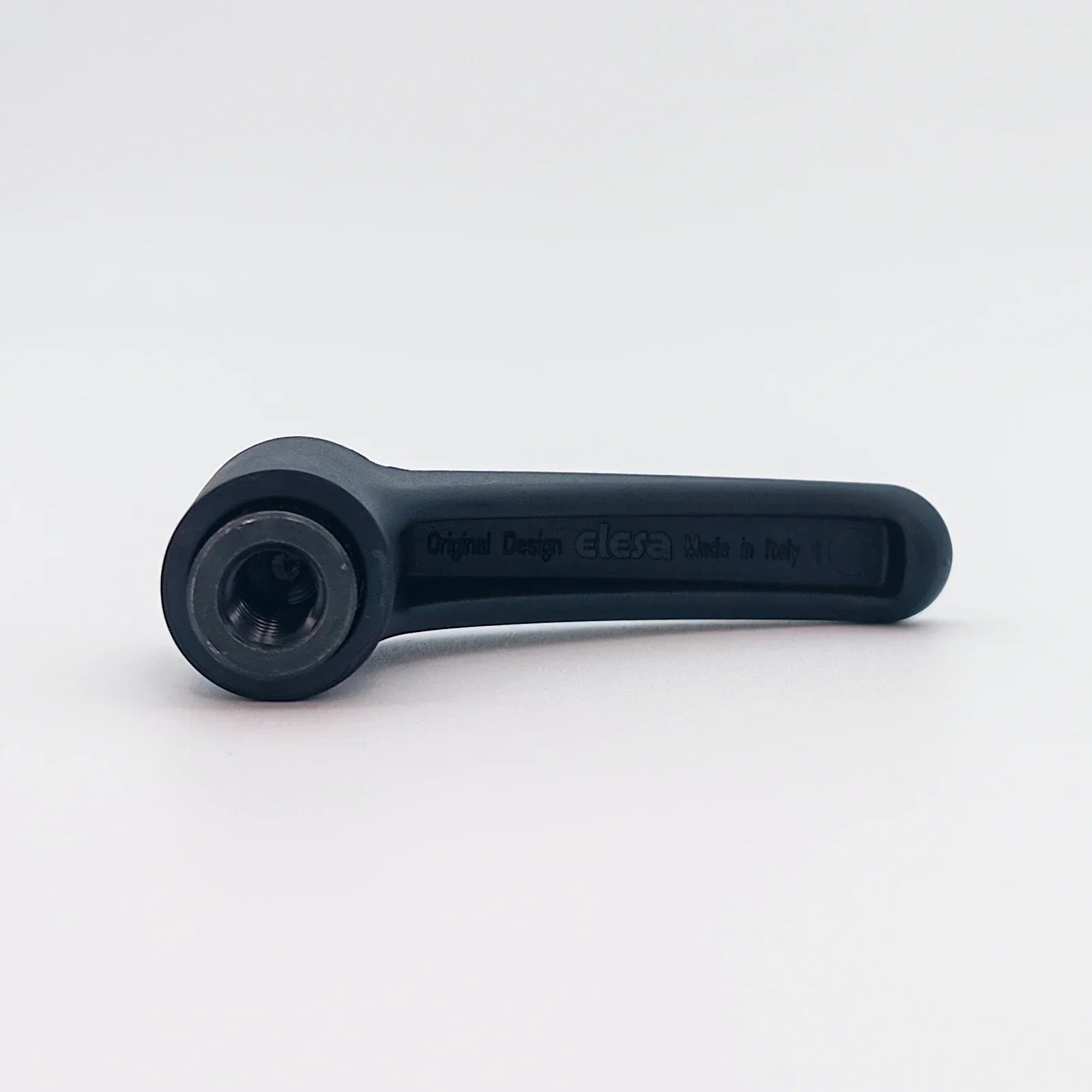 Black Elesa wheelchair component with threaded hole, original design made in Italy