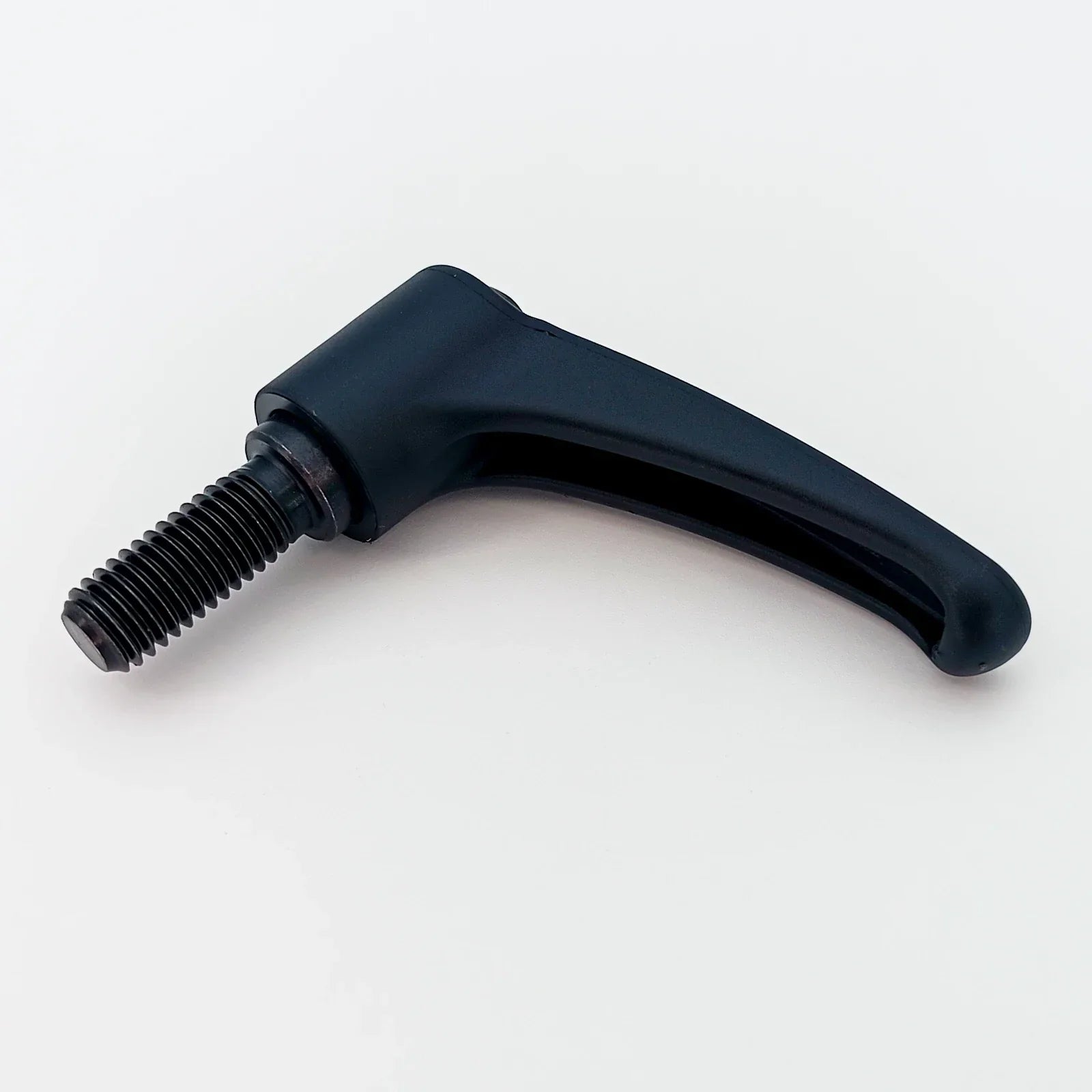 Black ergonomic wheelchair adjustment lever with threaded bolt for secure mounting