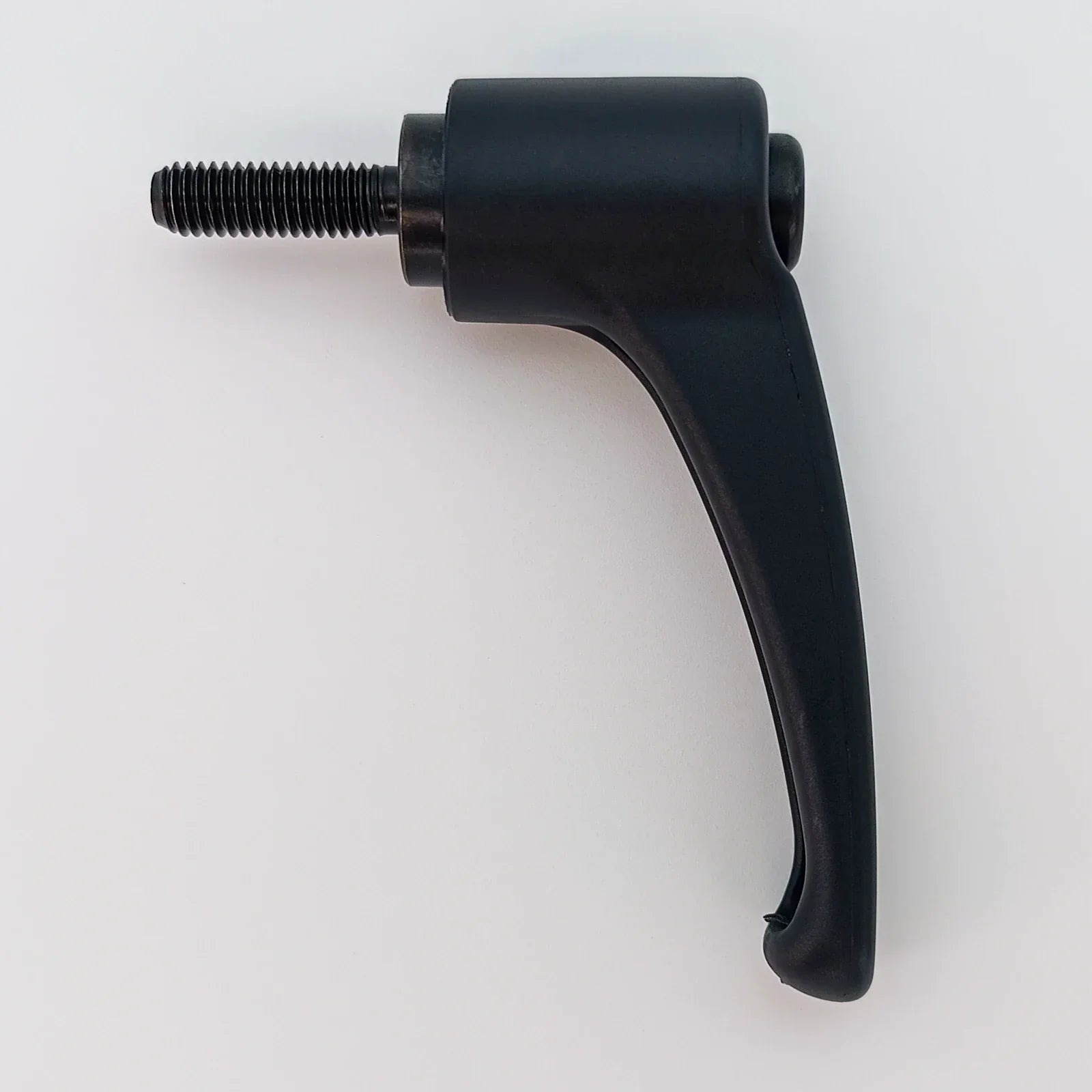 Black ergonomic wheelchair adjustment lever with threaded bolt for secure mounting