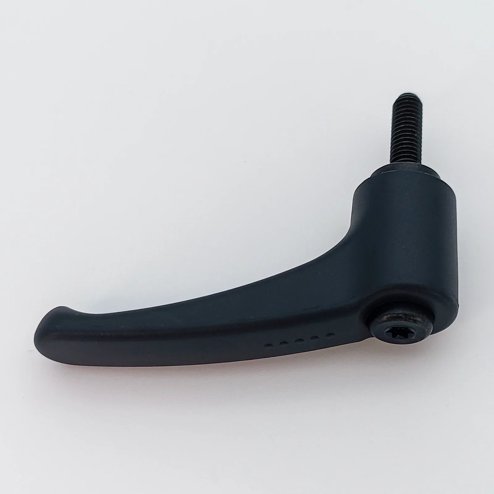 Black wheelchair adjustment lever with threaded bolt, durable mobility accessory part