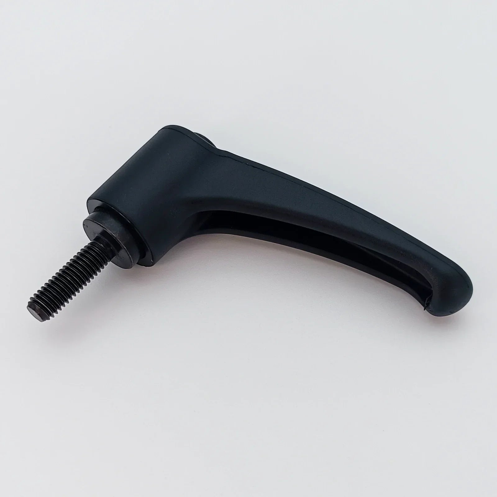 Black ergonomic wheelchair adjustment lever with threaded bolt for secure mounting
