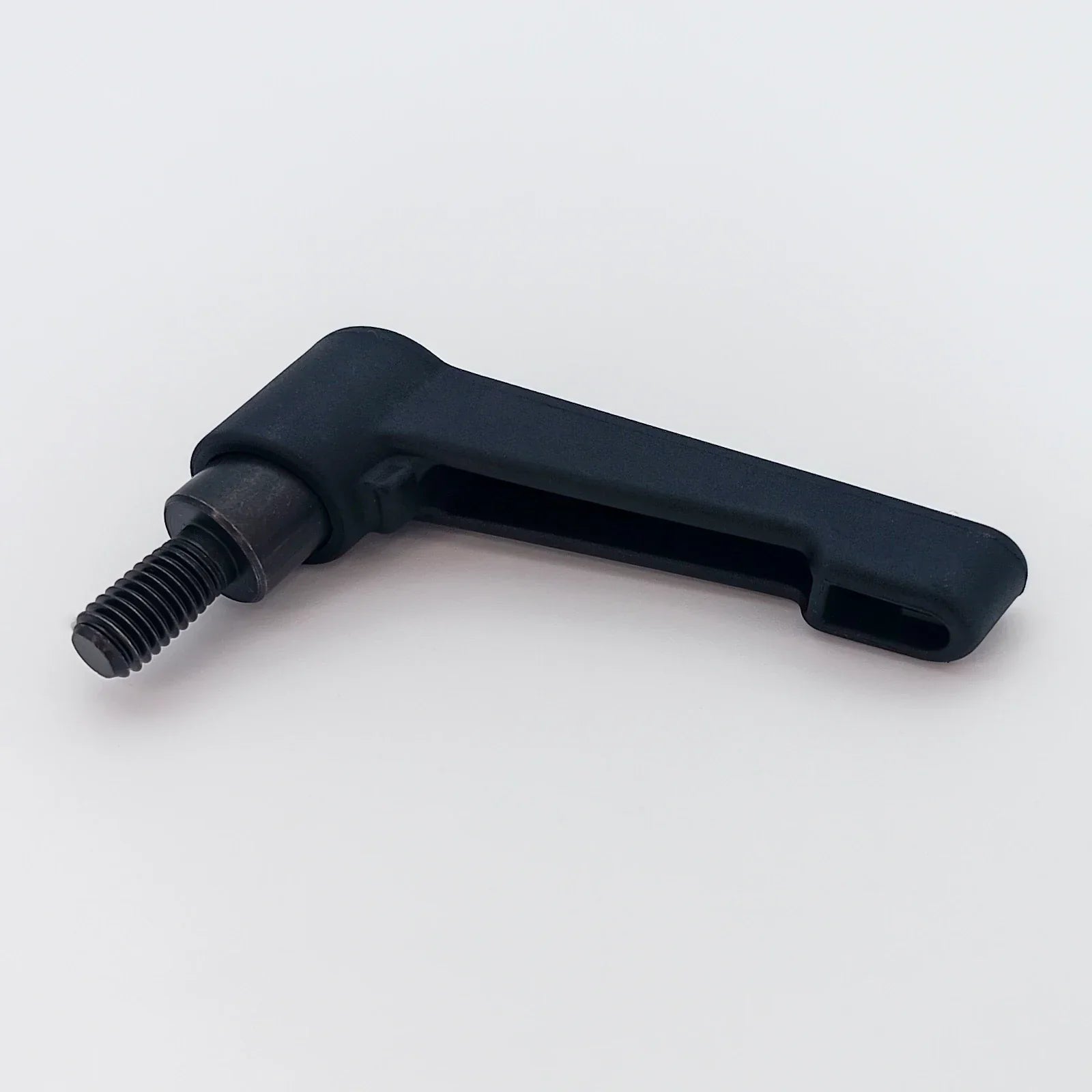 Black wheelchair adjustment lever with threaded bolt for secure fitting