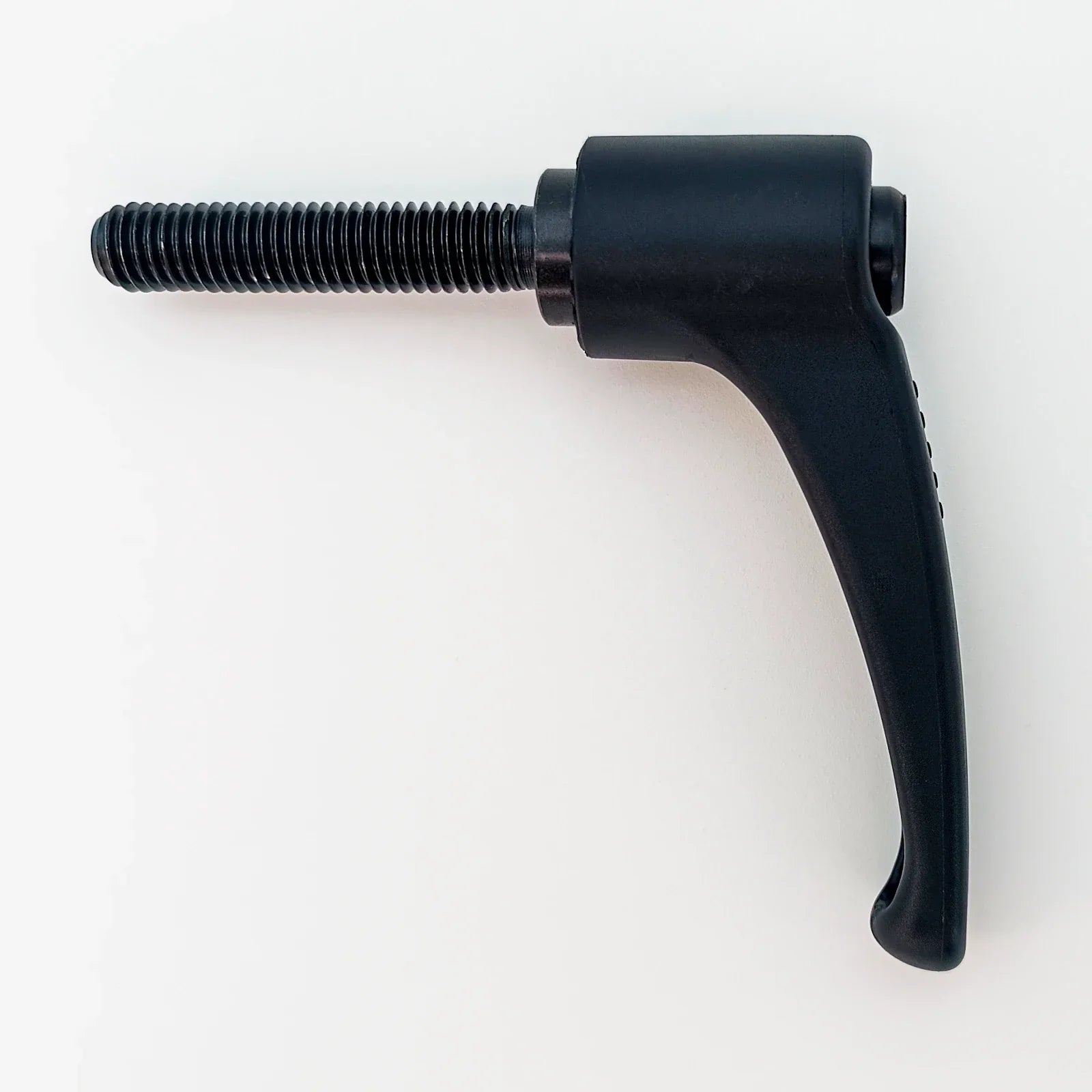 Black ergonomic wheelchair adjustment lever with threaded rod for secure fit