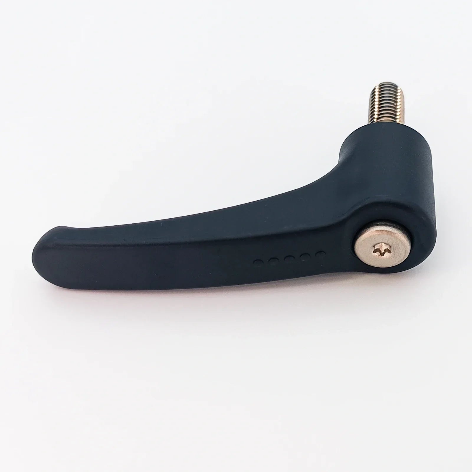 Black wheelchair accessory lever with metal screw, durable design for mobility equipment