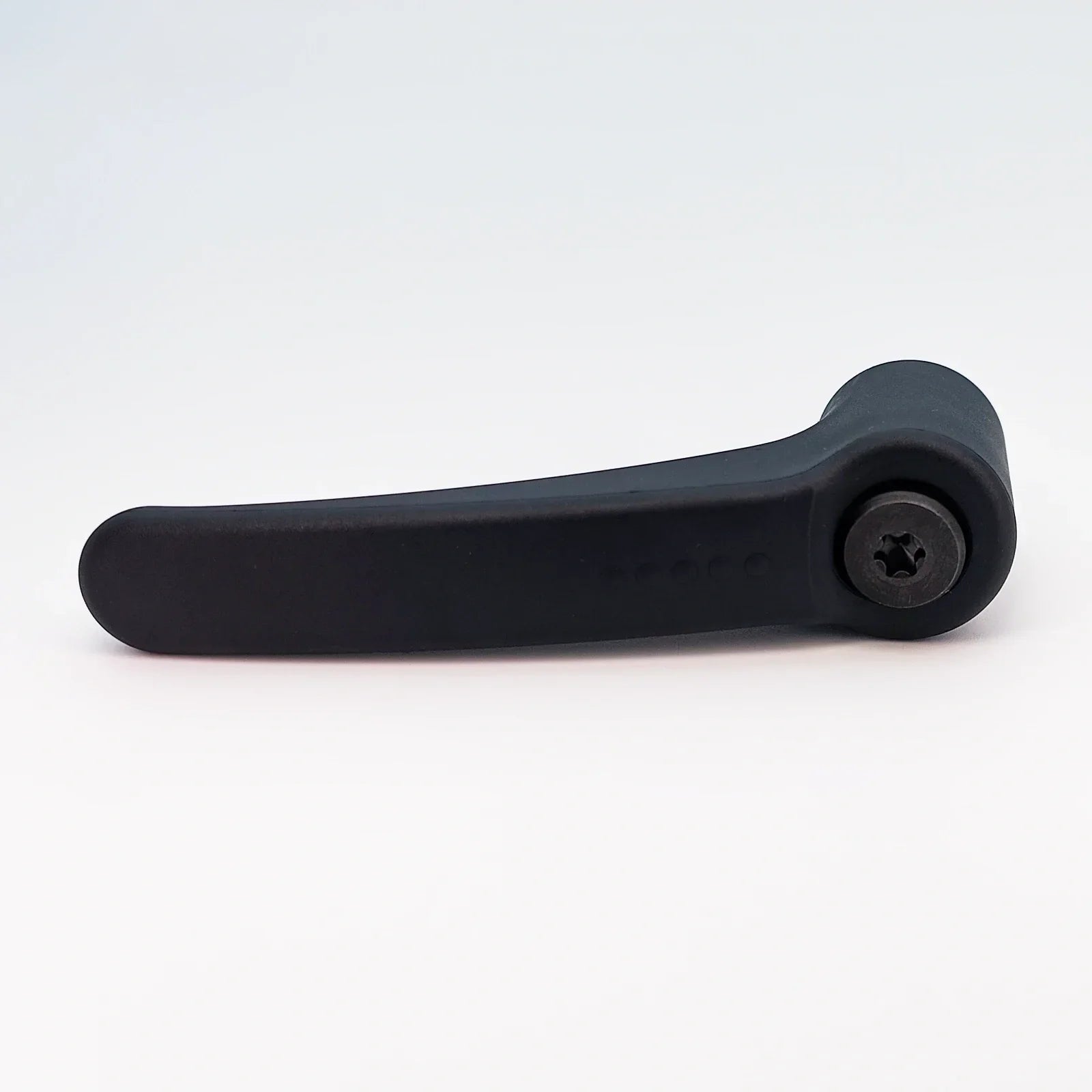 Black wheelchair lever handle with screw mount, durable accessory for mobility equipment