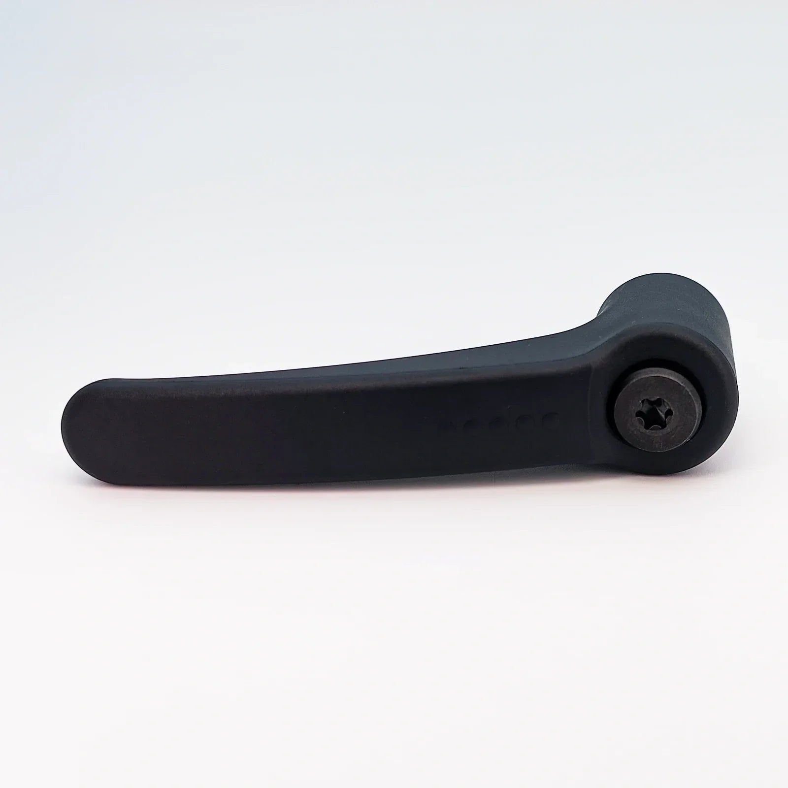 Black wheelchair lever handle with screw mount, durable accessory for mobility equipment