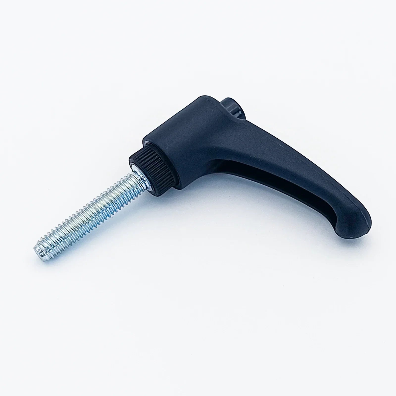 Black ergonomic wheelchair adjustment lever with threaded metal rod for secure fit