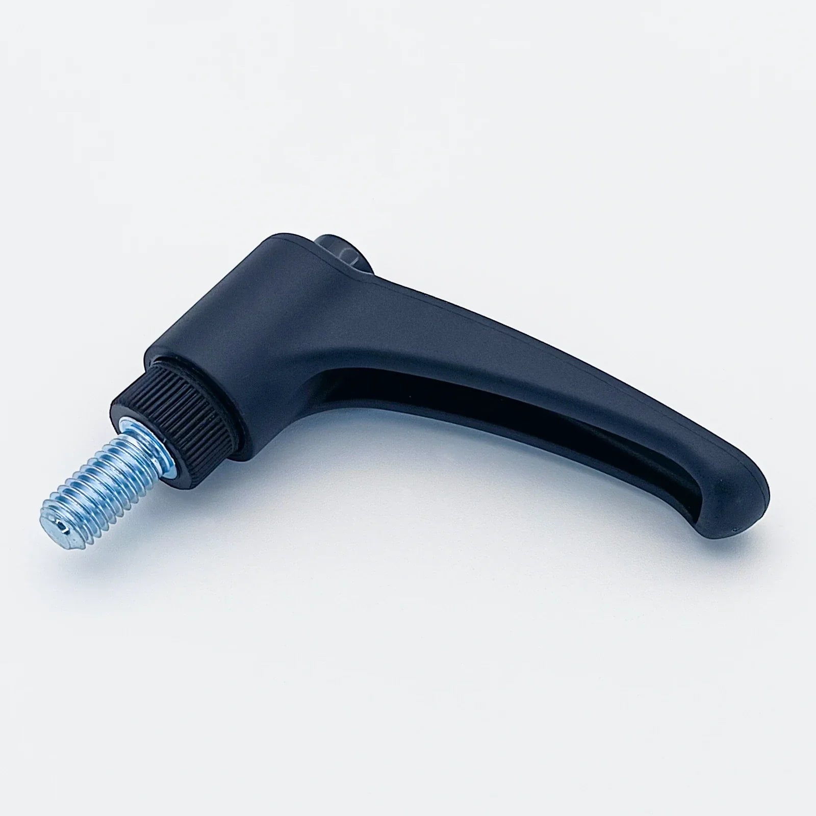 Black ergonomic wheelchair adjustment lever with threaded bolt for secure fit