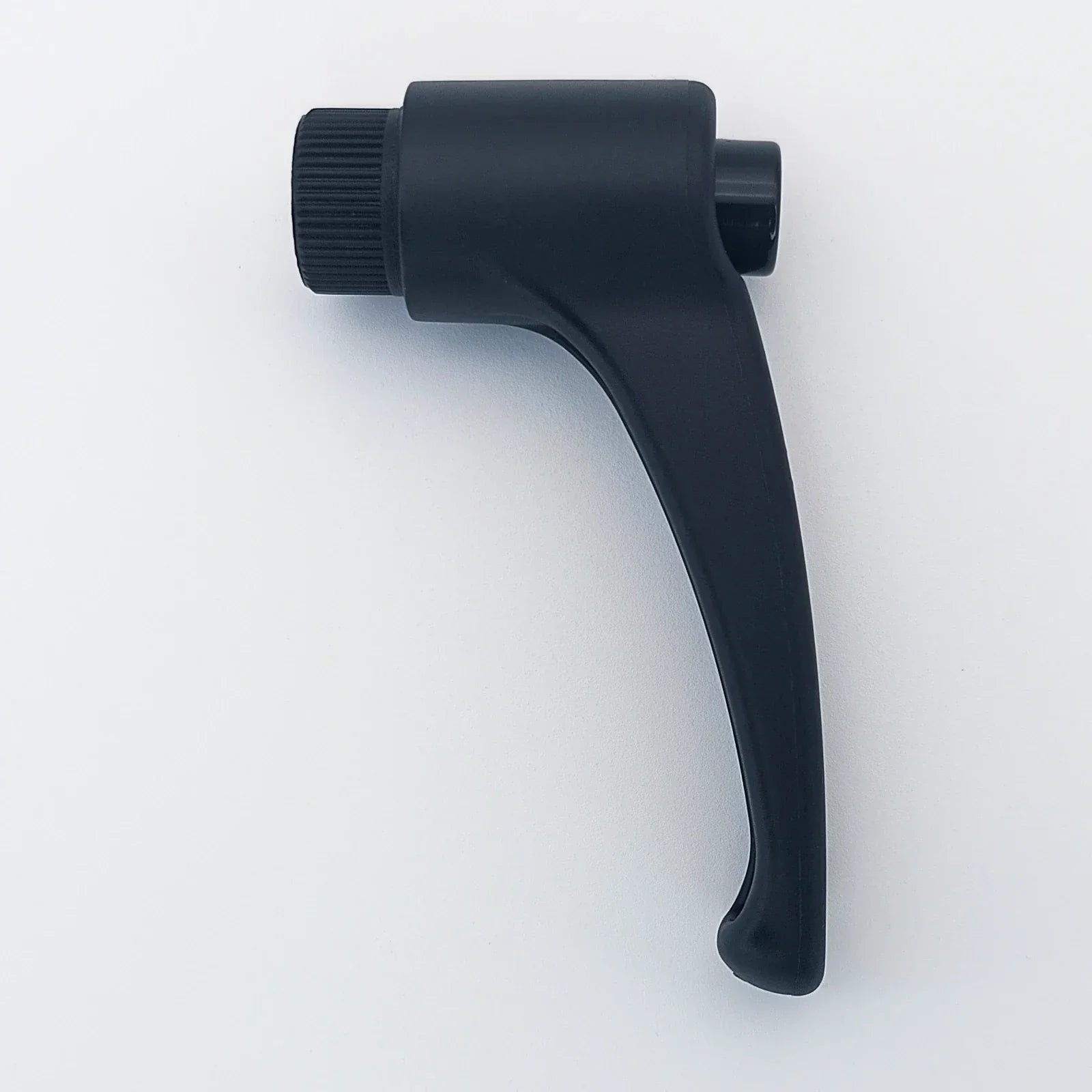 Black ergonomic wheelchair lever handle with textured grip for easy control and adjustment
