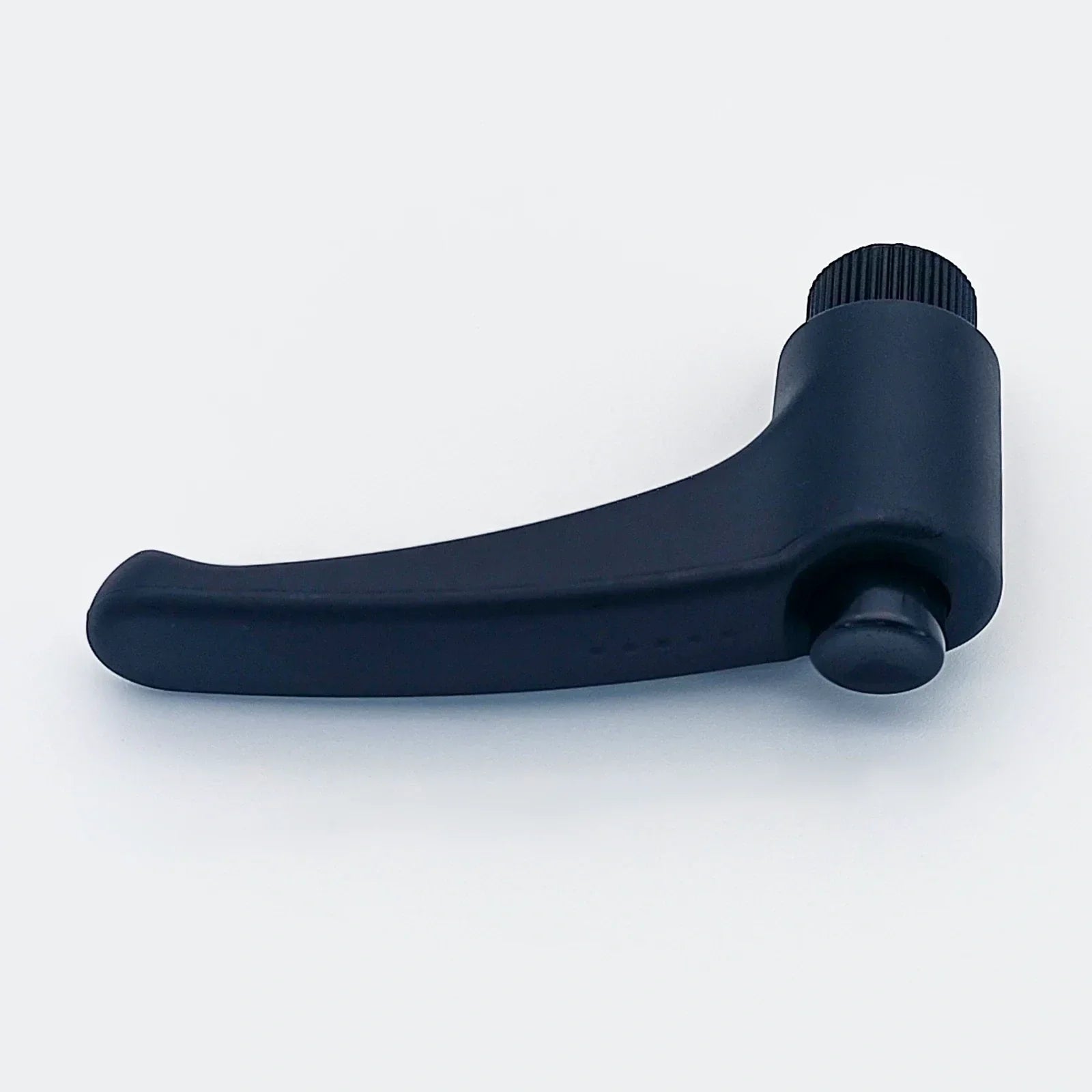Black wheelchair lever handle with textured grip for secure control and adjustment