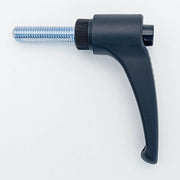 Black ergonomic wheelchair adjustment lever with threaded metal shaft for secure fit