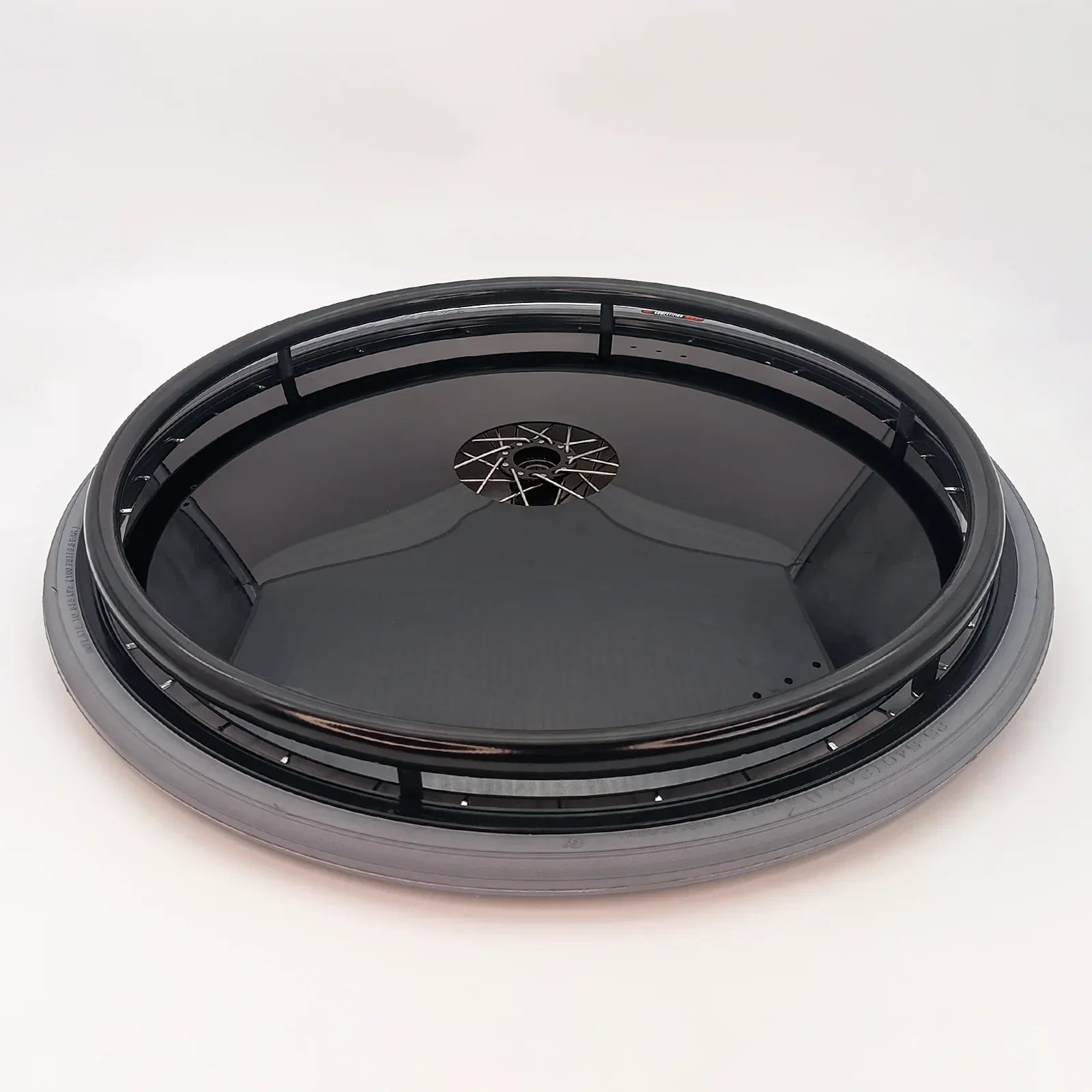 Black wheelchair tray with spoke guard, durable accessory for mobility devices