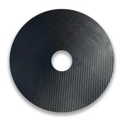 Carbon fiber wheelchair spoke guard with round center hole, textured black surface