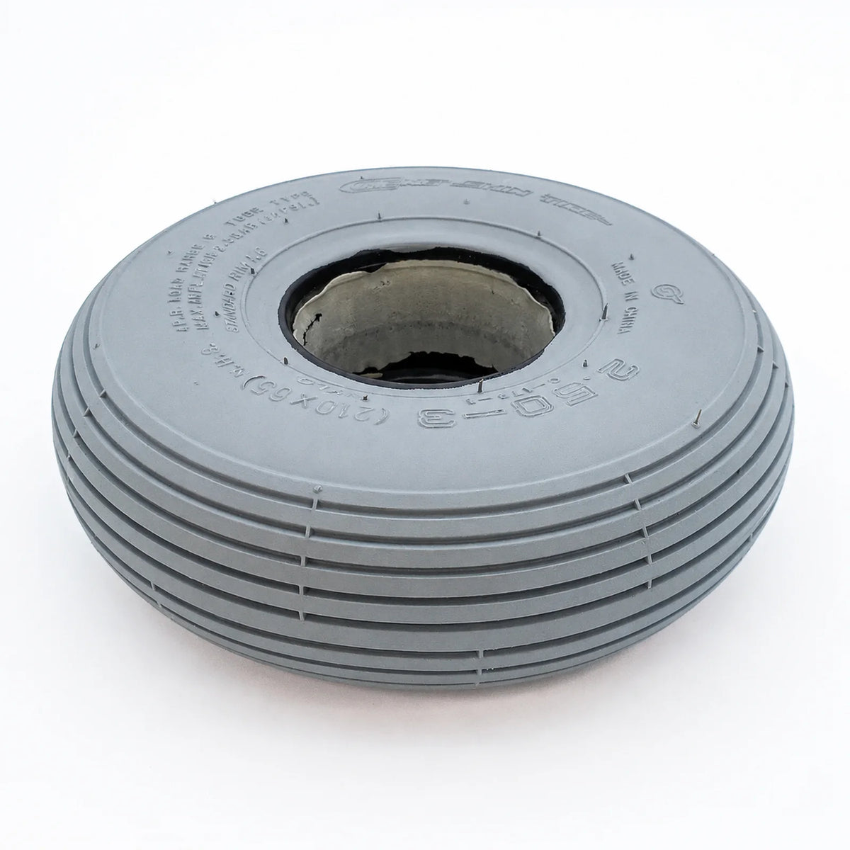 Gefüllter Rollstuhlreifen 2.50-3 (210×65 mm) | C-179 Linienprofil - Grau