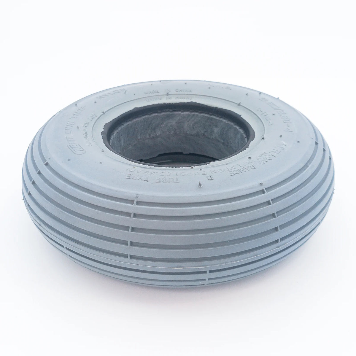 Gefüllter Rollstuhlreifen 2.80/2.50-4 (230×70 mm) | C-179 Linienprofil - Grau