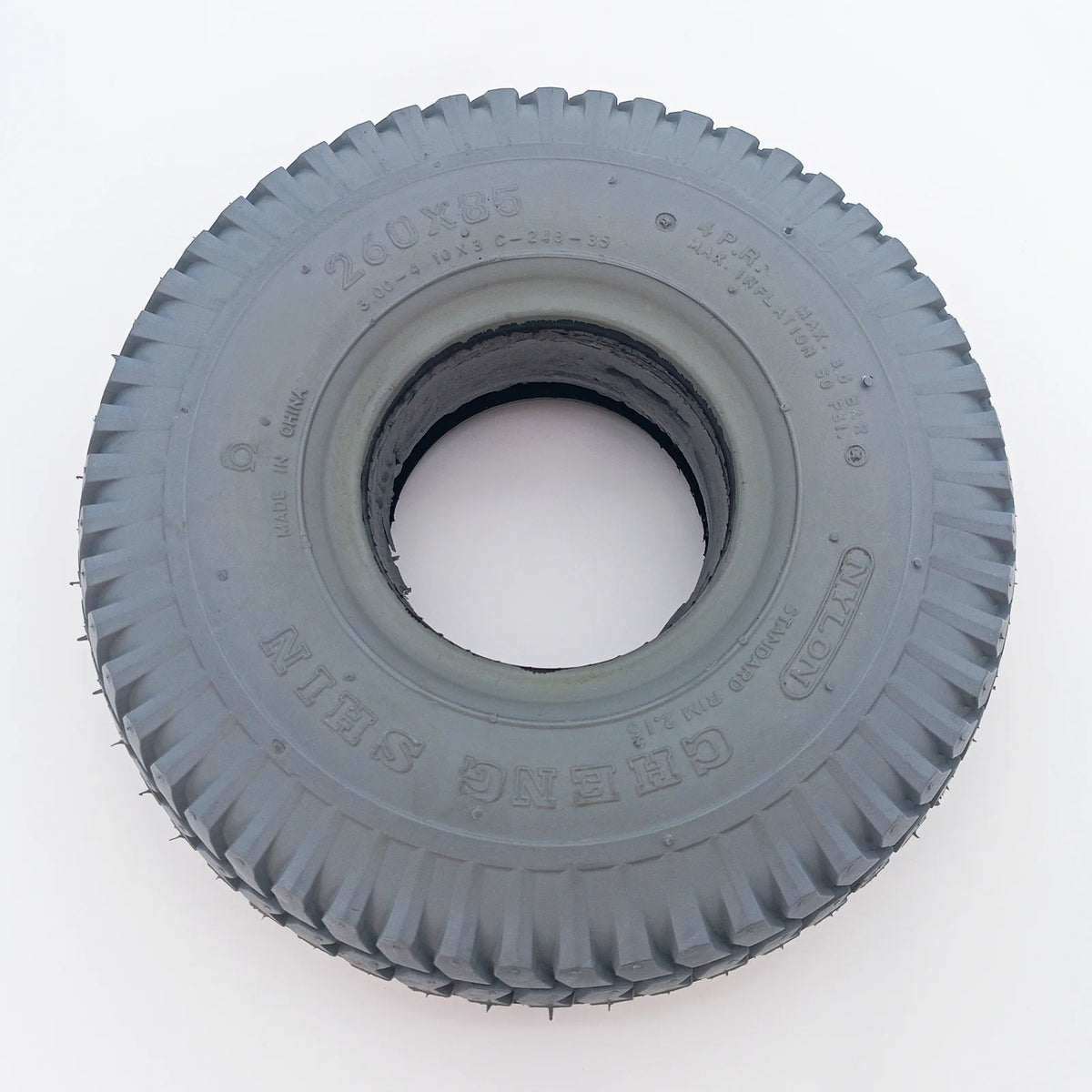 Gefüllter Reifen Grau 3.00-4 (260x85) C-248 Block Rollstuhlreifen