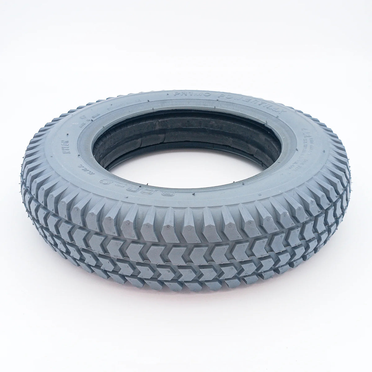 Filled In Wheelchair Tyre-40 3.00-8 (350×97 mm) | C-248 Block Tread - Grey