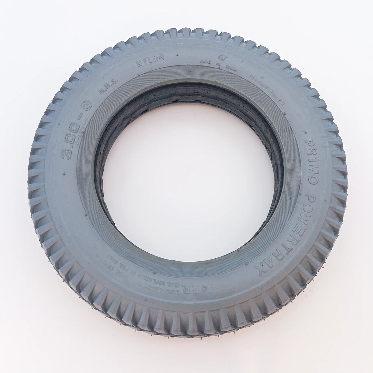 Filled In Wheelchair Tyre-40 3.00-8 (350×97 mm) | C-248 Block Tread - Grey