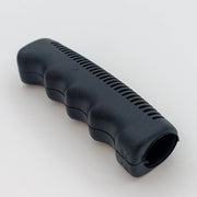 Black ergonomic wheelchair hand grip with textured grip for secure handling