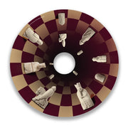 Wheelchair spoke guard with chessboard pattern and Lewis chessmen illustrations