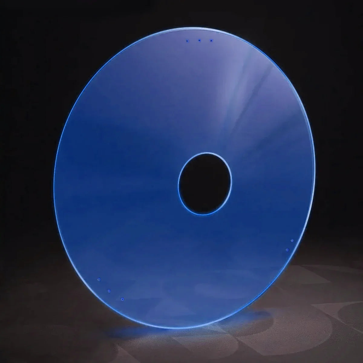 Blue translucent wheelchair spoke guard with mounting holes, durable accessory for wheelchair wheels