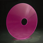 Pink translucent wheelchair spoke guard with mounting holes, durable accessory for wheelchair wheels