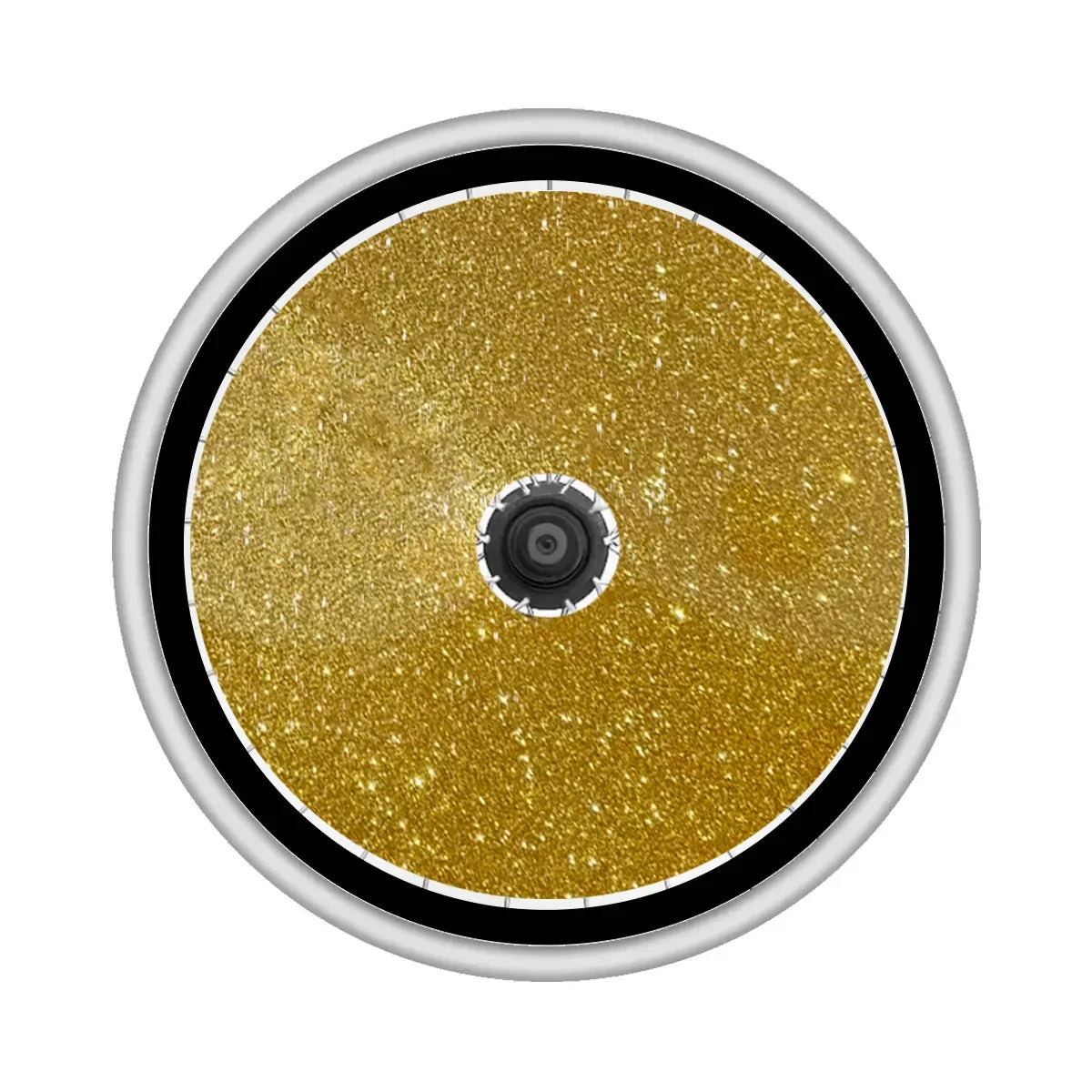 Wheelchair wheel with gold glitter spoke guard, durable wheelchair accessory
