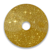 Gold glitter wheelchair spoke guard with central hole, sparkly mobility accessory