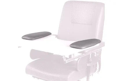 Wheelchair armrests with padded supports for comfort and mobility assistance