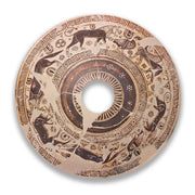 Decorative spoke guard with wild goat design, circular shape, intricate geometric patterns